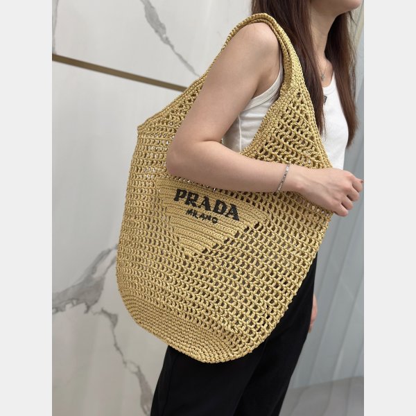 Duplicate prada raffia woven tote bag large 1BG424