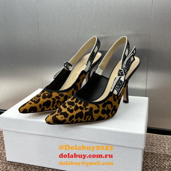 Luxury DiOR J'Adior Slingback Pump Leopard Shoes