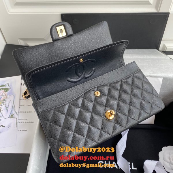 CC Replica 25.5CM Classic Flap Bag Caviar Leather Black A01112