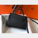 Hermes Mini Kelly Black Replica Handbag Epsom leather