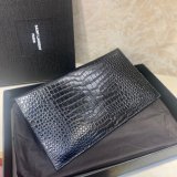 YSL Top Quality Clutch in embossed crocodile shiny black leather