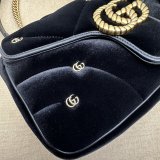 Black Velvet 443497 Gucci GG Marmont Matelassé Shilder Replica Bag