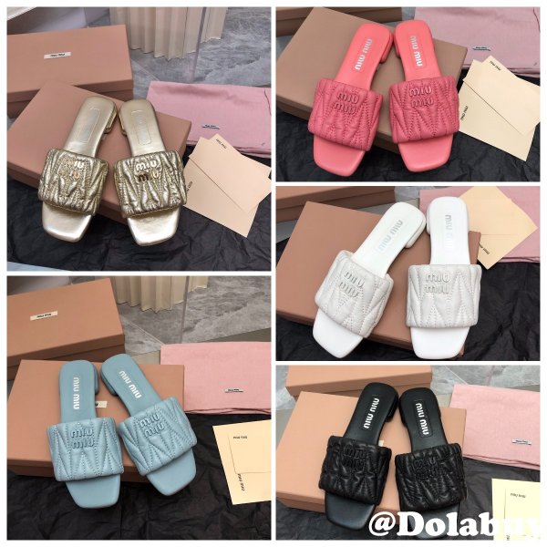 Wholesale Top Quality Miu Miu Copy Flat Sandals and Slippers Shoes