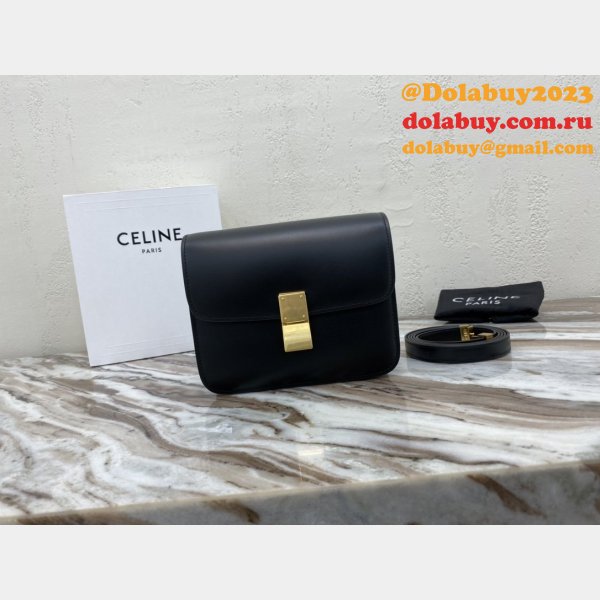 Replica Celine Teen Classic Leather Shoulder Black Bag