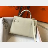 Replica Hermes Mini Kelly Handbag Epsom leather Off white