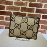 Gucci Replica 699318 Clutches Jumbo GG pouch camel ebony GG canvas