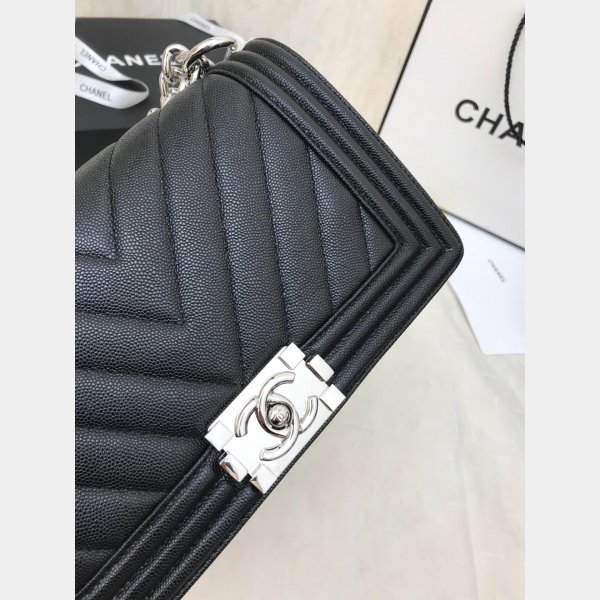 Buy top Replica CC V Le Boy Handbag caviar leather 25cm