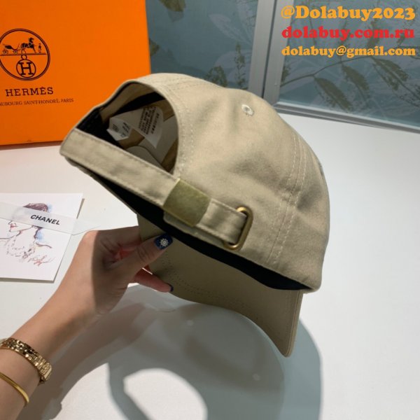 Hermes High Quality Canvas fabric Peaked cap