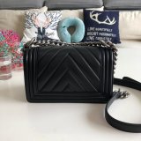 Luxury CC V Le Boy Replica 7 Star Black Bags lambskin 20cm