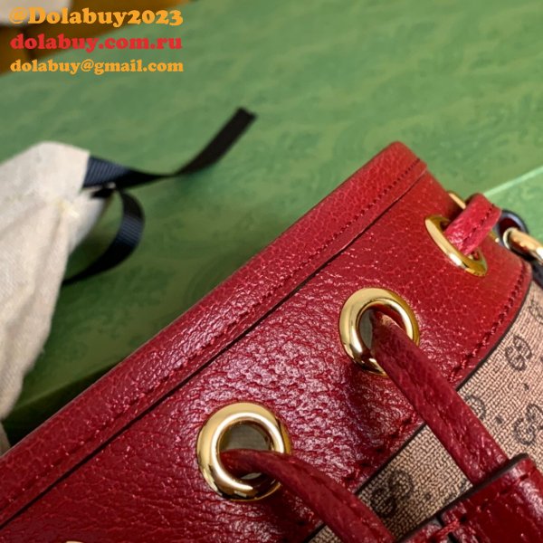 High Quality 647801 Doraemon x Gucci mini bucket red leather bag