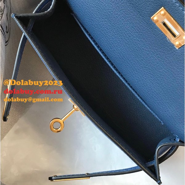 Hermes Blue Mini Kelly Replica Handbag Epsom leather