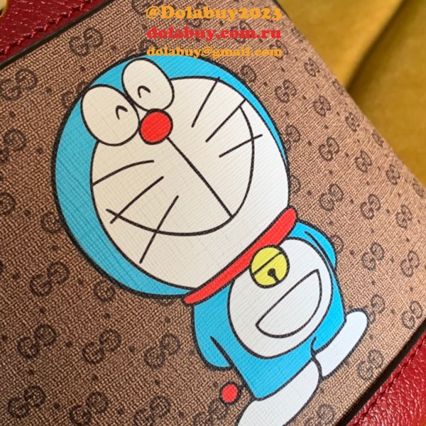 High Quality 647801 Doraemon x Gucci mini bucket red leather bag