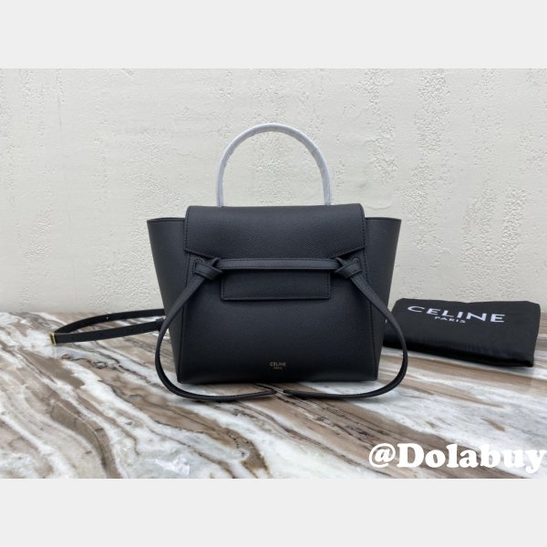 Replica Celine Leather Nano Belt Bag in Black