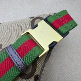 Gucci Fake 696031 Jumbo GG belt bag in camel and ebony GG canvas