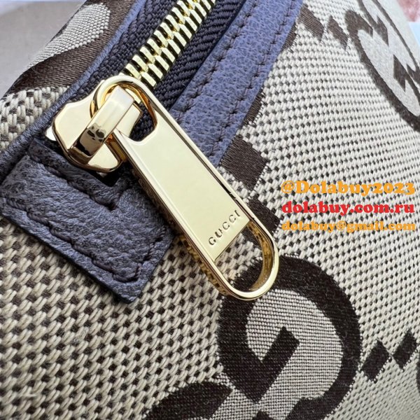 Gucci Fake 696031 Jumbo GG belt bag in camel and ebony GG canvas