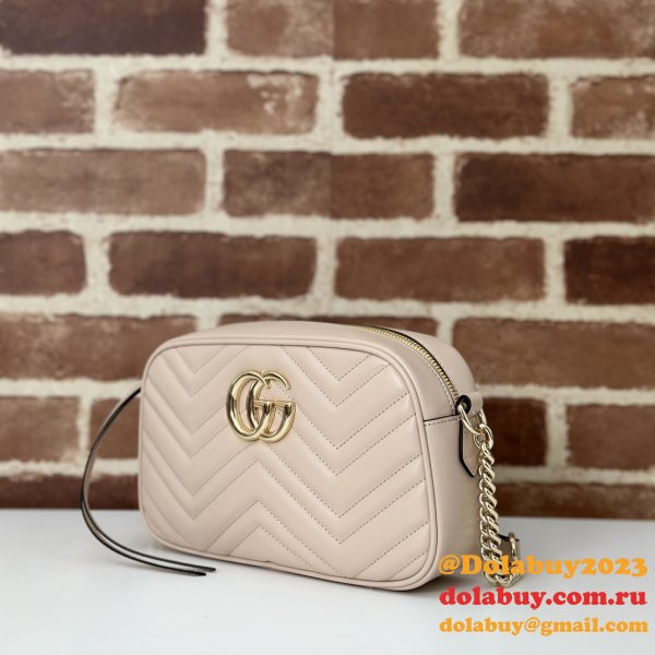 Gucci Replicas GG Marmont 447632 Pink Shoulder Best Bag