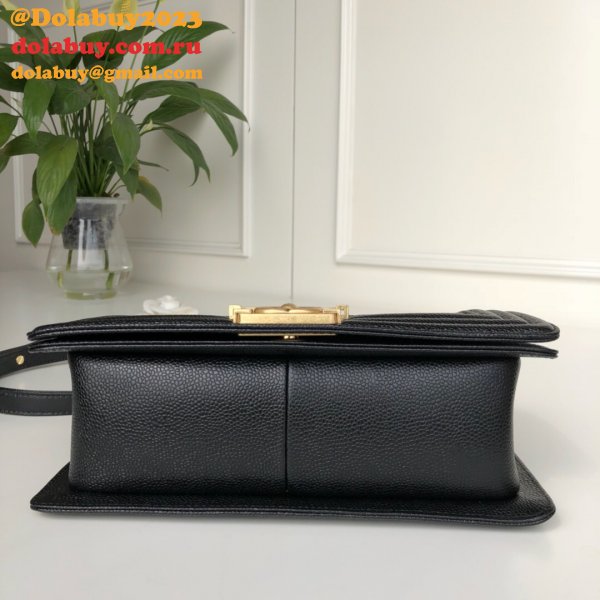 AAA+ CC Le Boy  Luxury Replica Black Bags Caviar 25cm