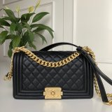 AAA+ CC Le Boy  Luxury Replica Black Bags Caviar 25cm