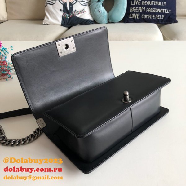 Fashion CC Le Boy Top Quality Black Bags lambskin 25cm