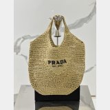 Duplicate prada raffia woven tote bag large 1BG424